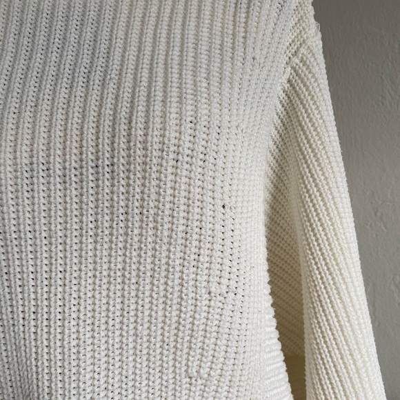 Free People Oversized Chunky Knit White Turtleneck Sweater - Picture 4 of 9